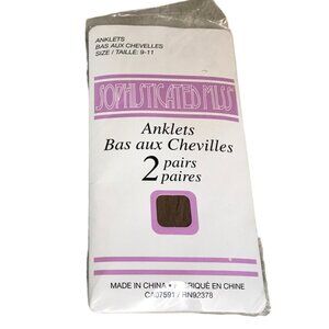 Sophisticated Miss Size 9-11 Anklets 2 Pairs 100% Nylon Brown